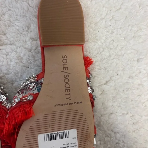 Sole Society Red Fringe Sandals —New - Picture 4 of 6